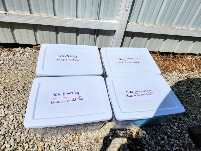 Everything you need to connect to electricity, fresh water, and sewage—as well as to level the RV—will be organized accordingly to ensure your vacation is absolutely perfect.