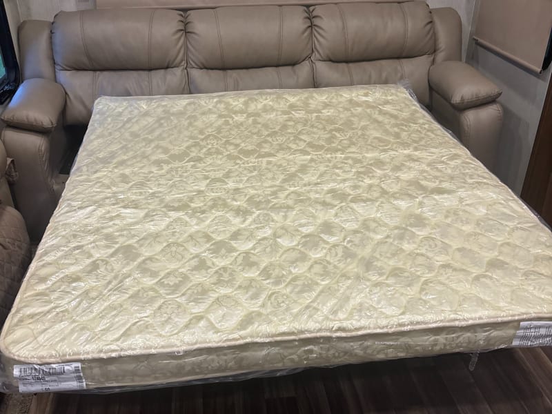 sofa folded out into a bed. 