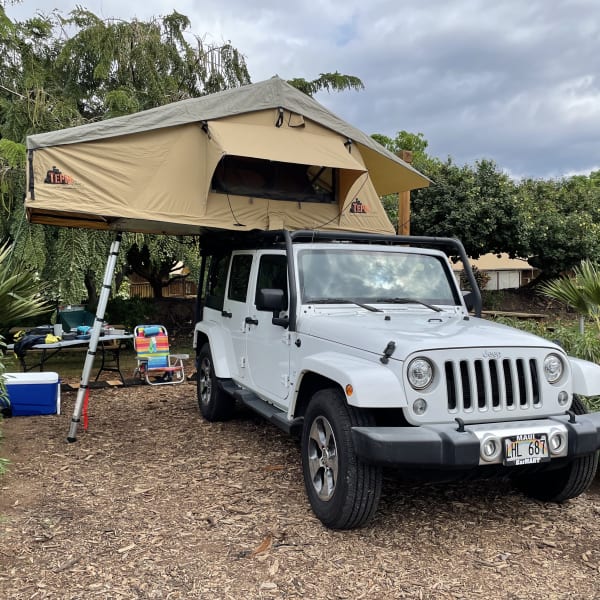 2017 Jeep Wrangler Truck Camper available for rent in Kahului, Hawaii