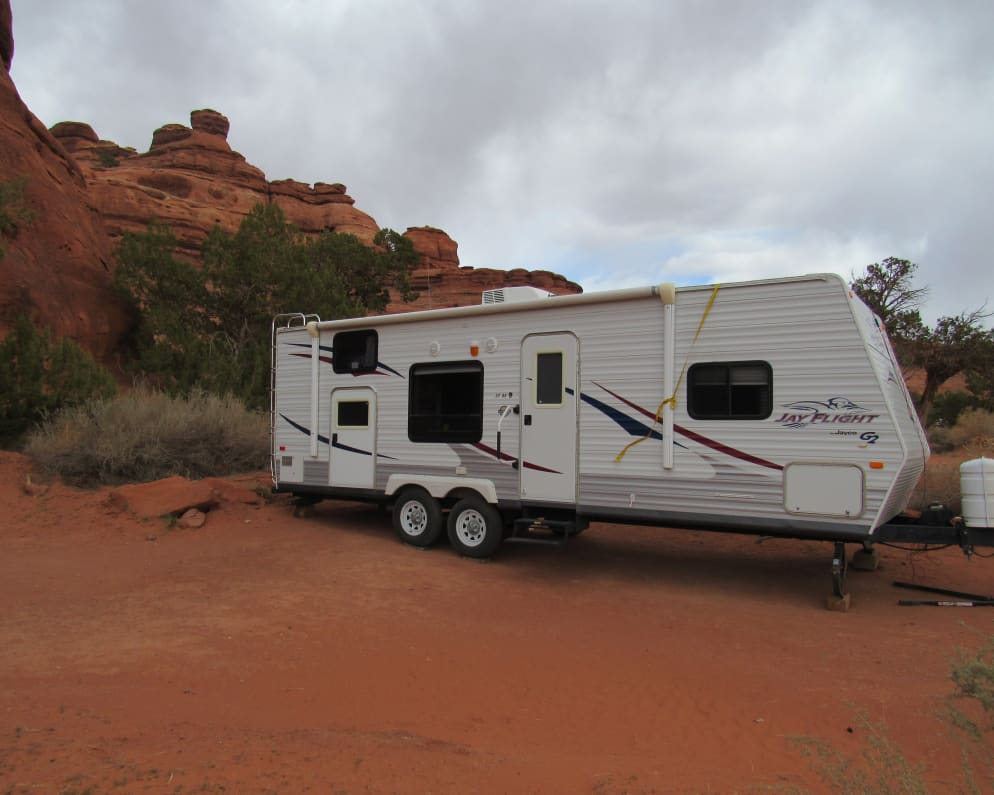 You are not limited to an RV park with our camper because it has solar power to charge the batteries, or you can rent the generator to have use of all electric appliances.