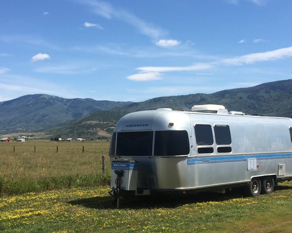 Unhitch and unwind in scenic settings; Shelly sittin&#39; pretty in the mountain landscape of Steamboat Springs CO