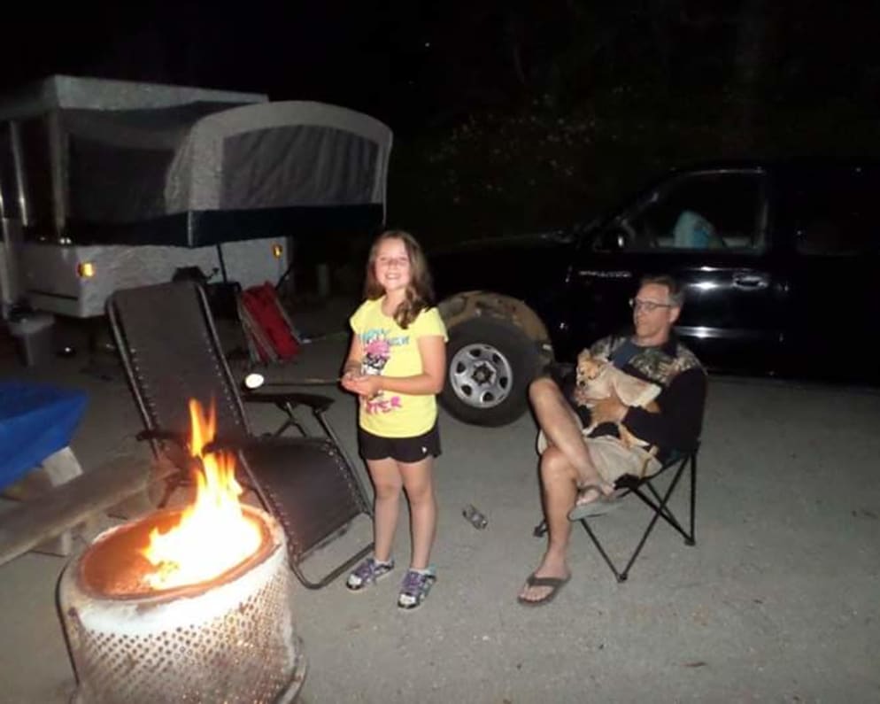 Another fun camping experience in Fort Bragg, California. Our precious granddaughter roasting a marshmallow. 