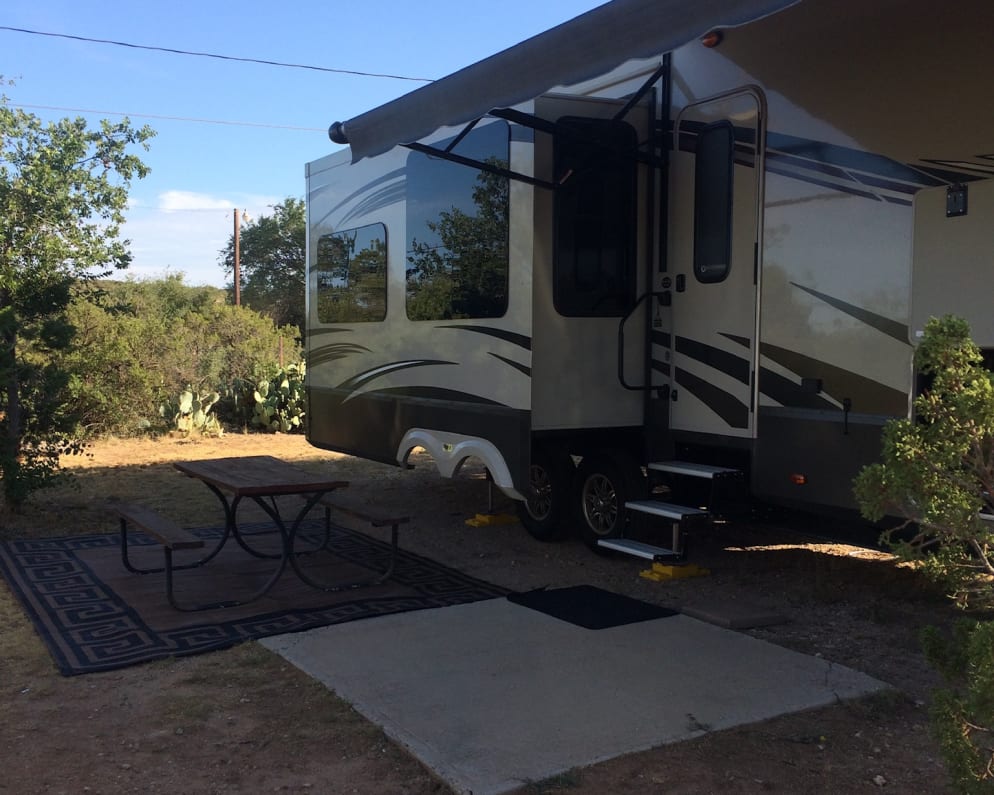 Take in the views outside under the awning.  Listen to your favorite music with built in speakers.