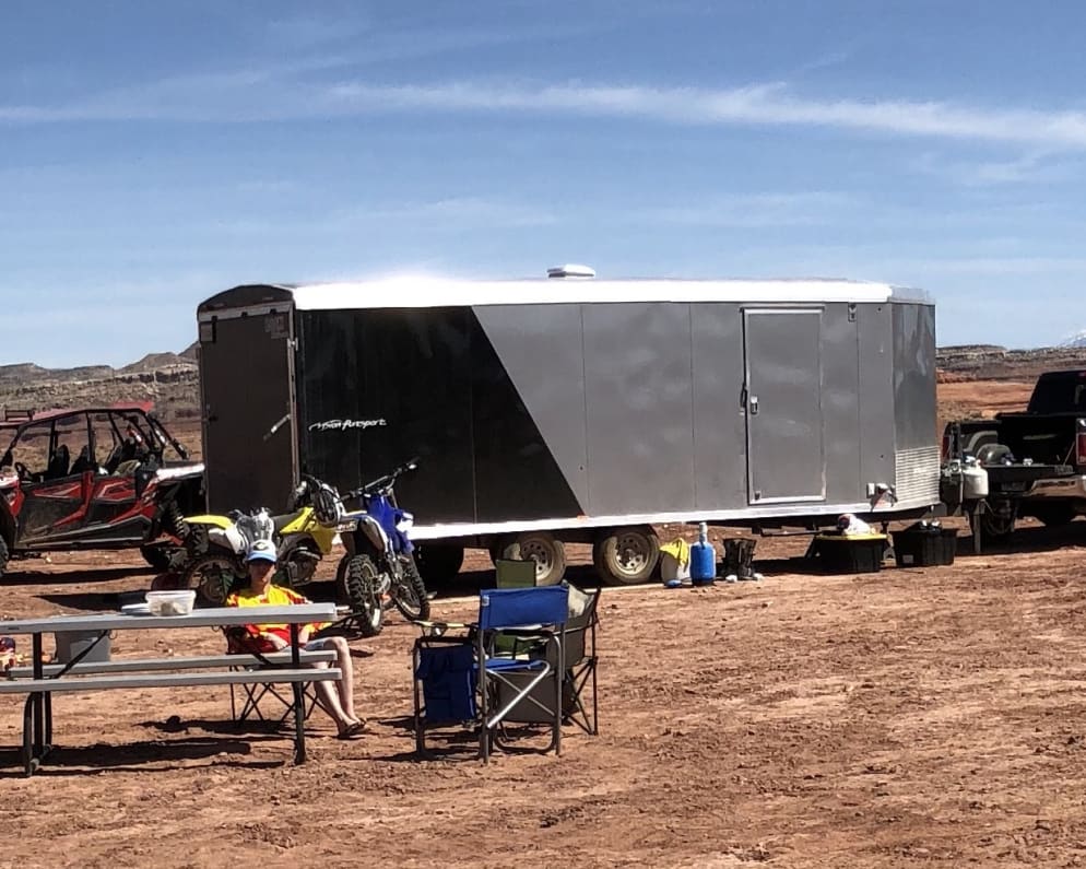 27 Foot Toy Hauler/Trailer  setup for great overnight accomodations