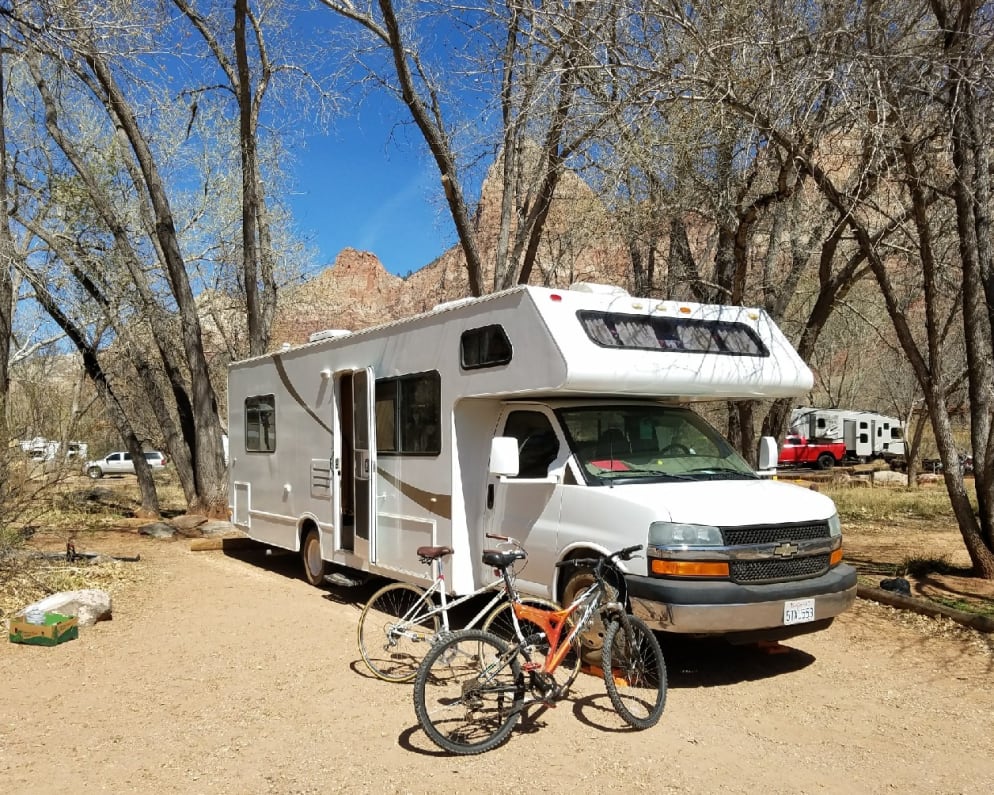 Nice 28 foot class c with queen bed in back sleeps up to 7.  4 separate sleeping areas. Easy to drive, fully self-container with generator, water/propane and holding tanks