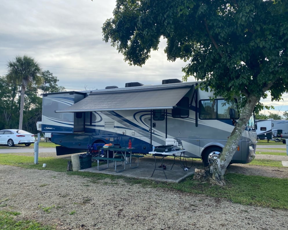 Master slide out and large awning