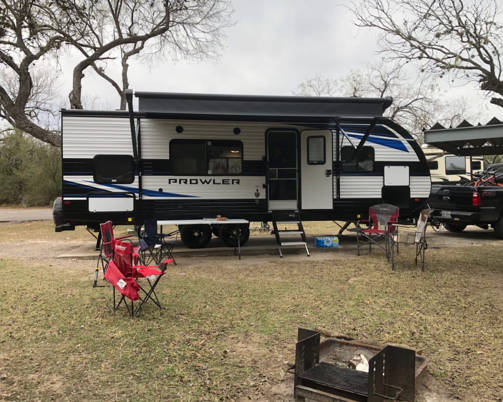 Exterior with awning