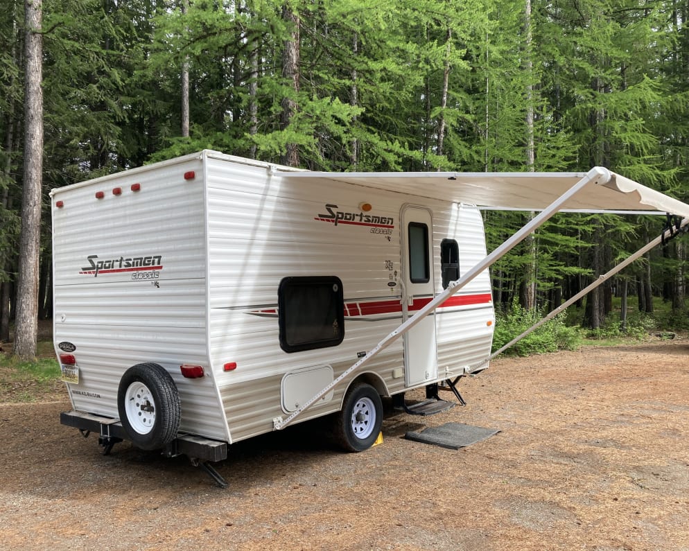 The camper is set up on the North Fork in Northwest Montana. Ready for adventure! 