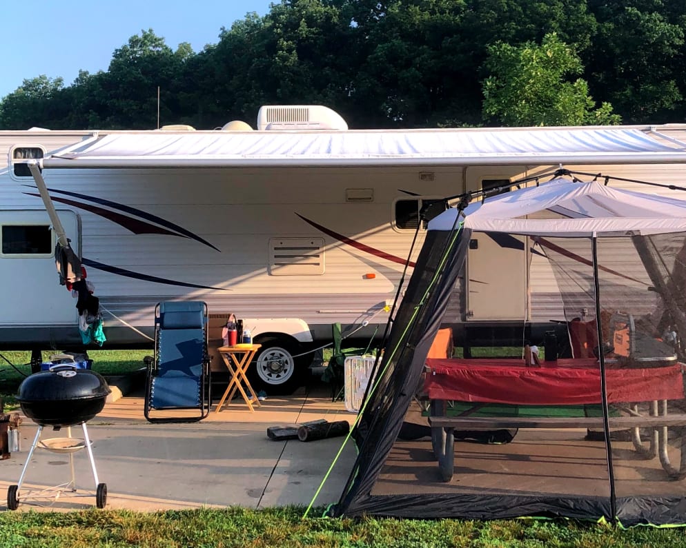 The gazebo makes eating outside fly free!