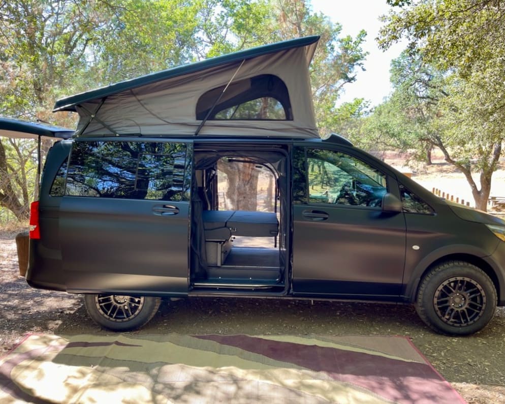 Sleeps 4 and has 1000 watts of power! and the two large sliding doors have easy access screens for a fresh cross breeze while you are sleeping.