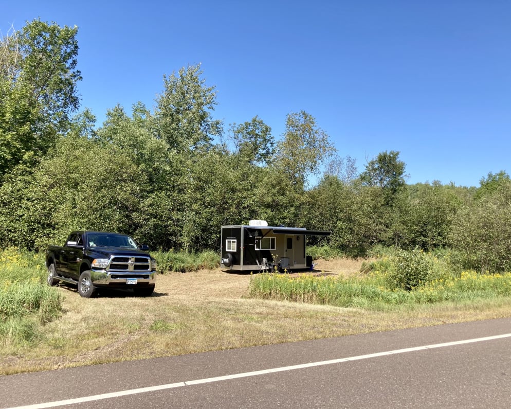 View from Cloverdale Road. Truck shown for example of space on our lot only.