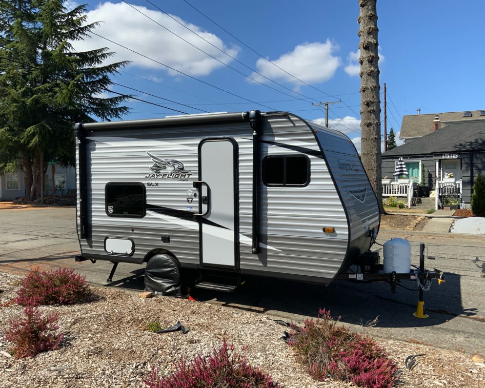 This is the trailer parked along a street