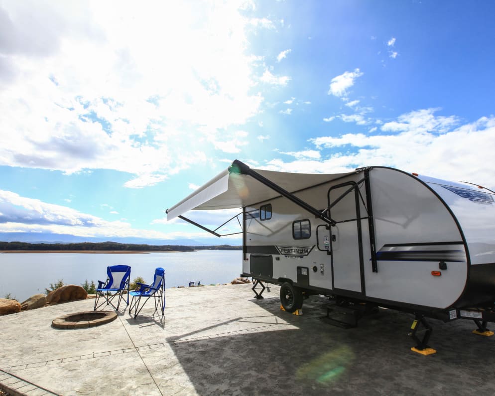 The Camper is 23 foot and has a 12 foot awning 