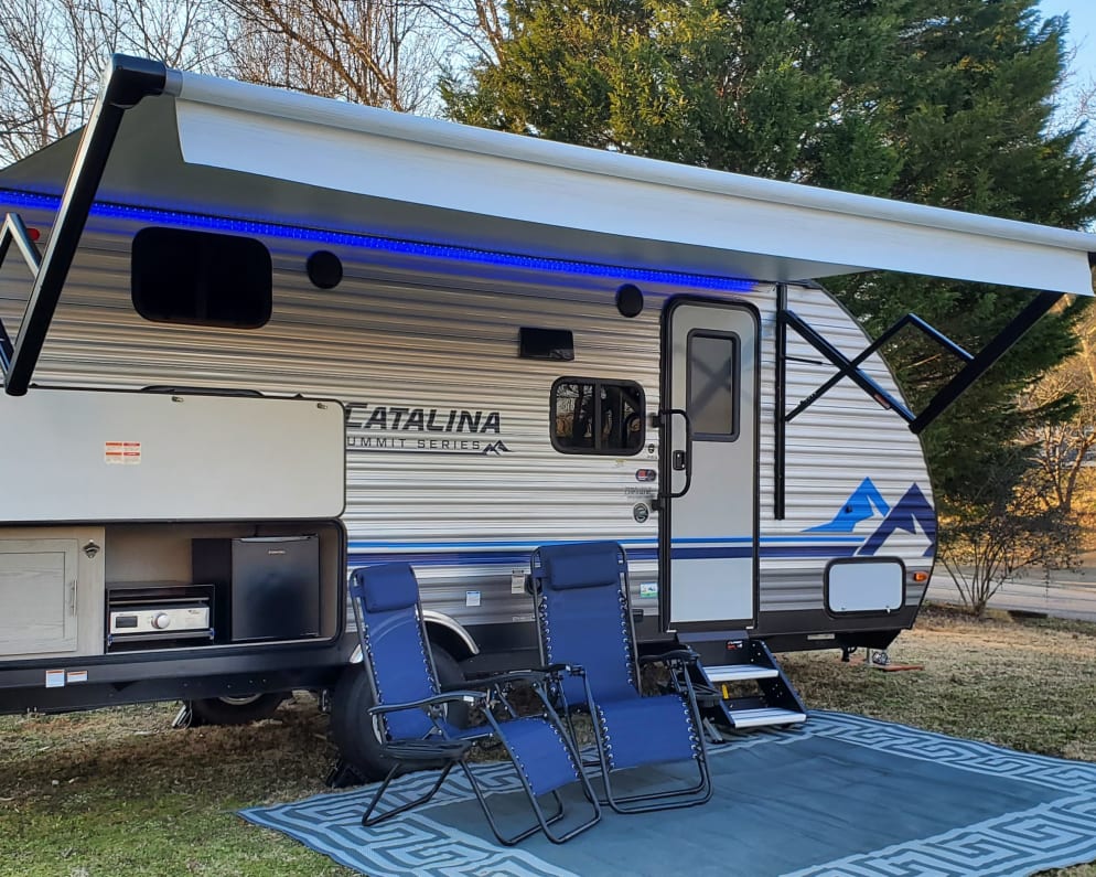 Front exterior with awning