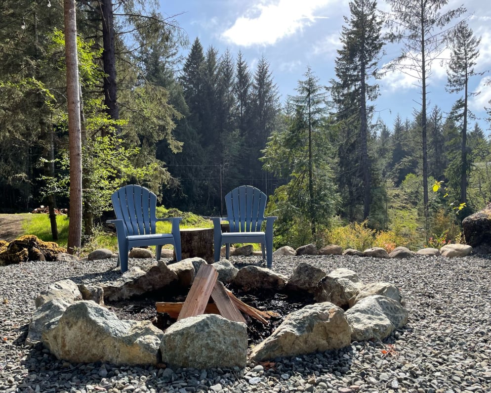 Stone Fire Pit &amp; Gulley View