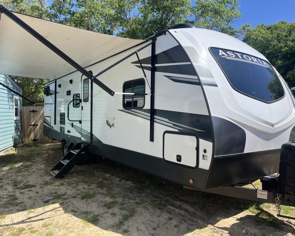 Awning with LED strip