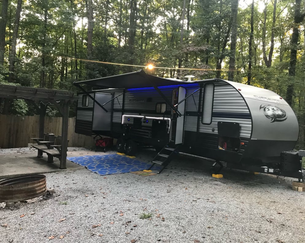 Daytime exterior view of our camper