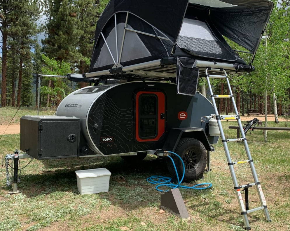 Spacious rooftop tent unfolds in moments.

Camping near Bailey, CO - Meridian Campground