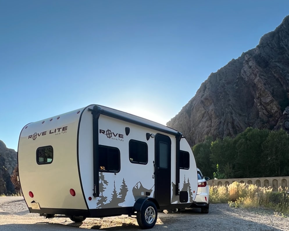 This new 2023 Travel Lite Rove Lite has plenty of windows.