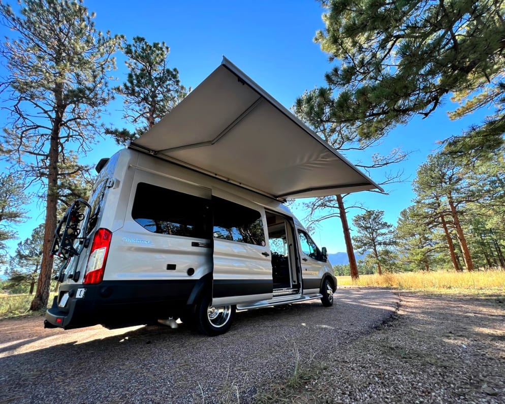 Awning out, side door open