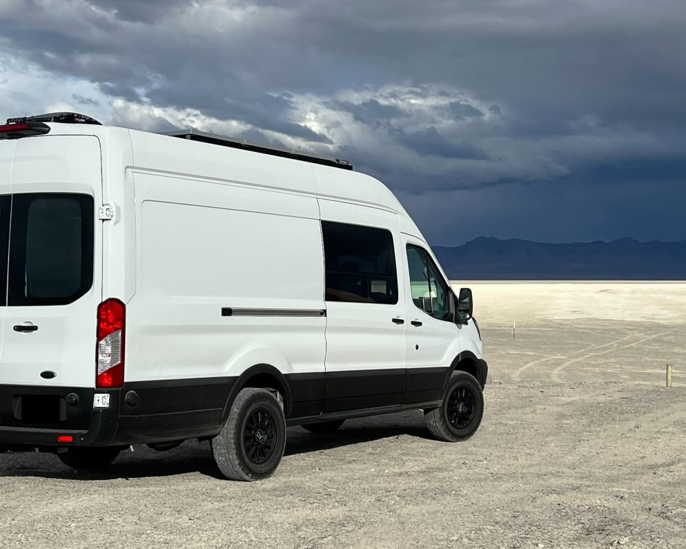 Air ride suspension for a comfortable ride with or without gear. Utah salt flats.