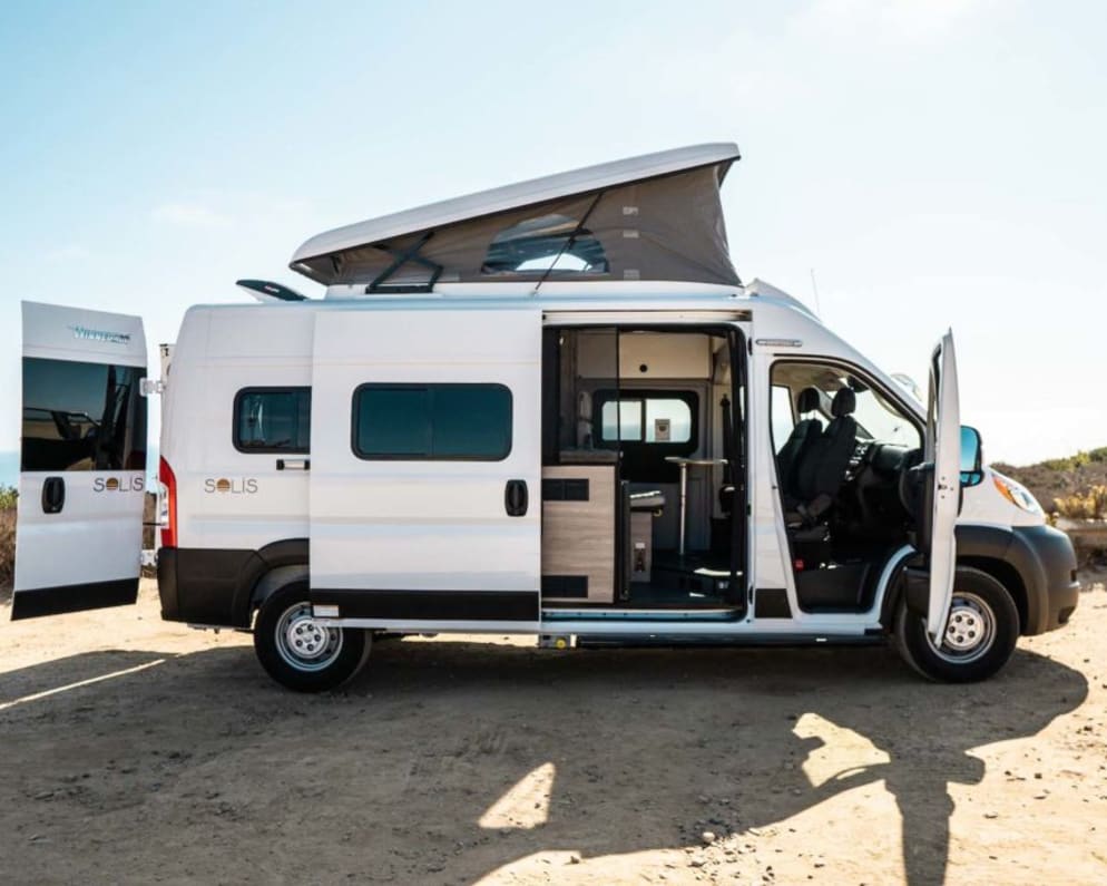 Open air freedom with three sides of windows on the pop top and easy to use screens on the side and back of the RV.