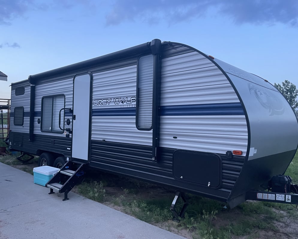 Entry side, features LED lights and electric awning