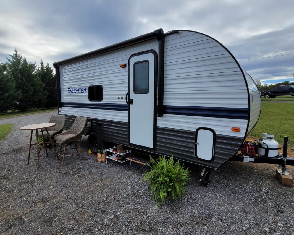 Camper exterior setup in Virginia. 