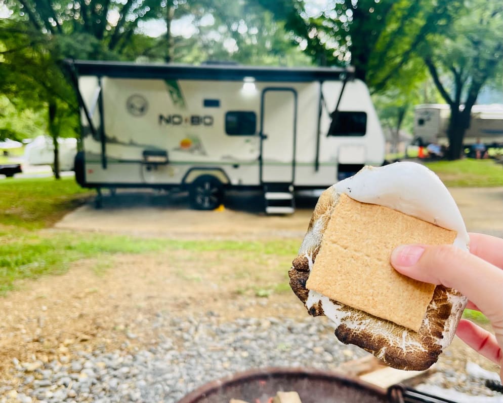 S’mores by the RV, what a cozy evening.