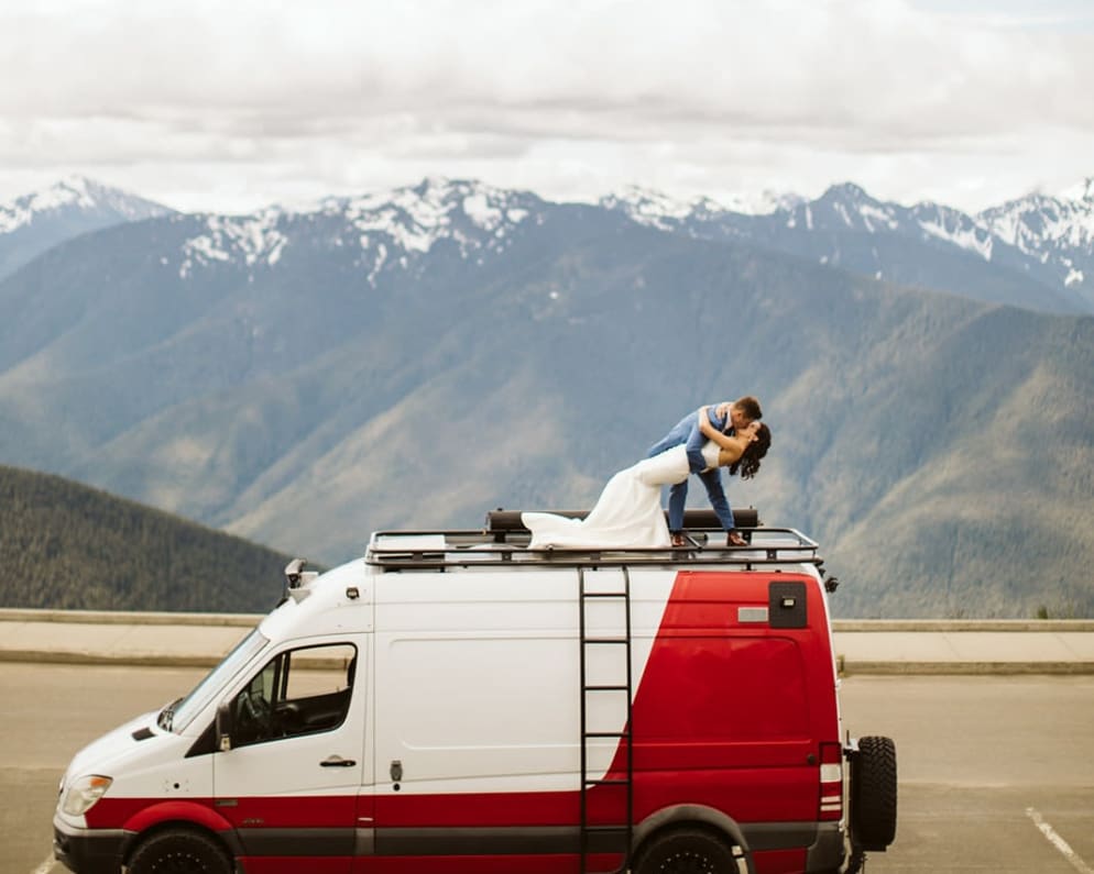 We eloped in the van in 2020! We got married in Olympic National Park. 