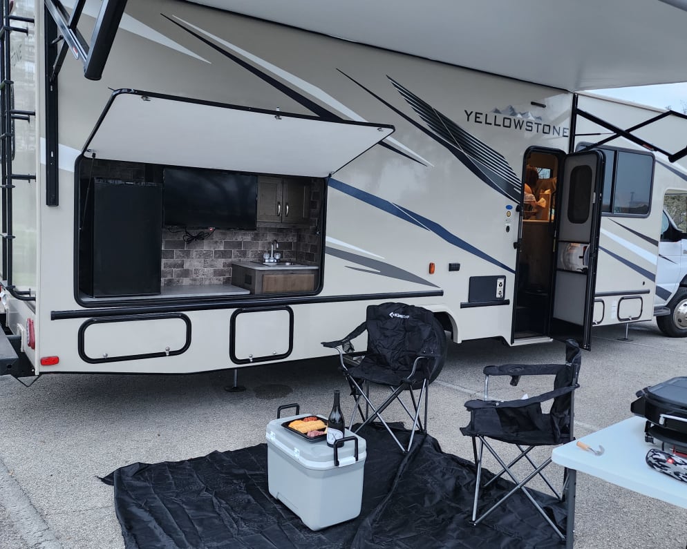 Enjoy a movie and snacks under the stars with the Lunar Cruiser. 