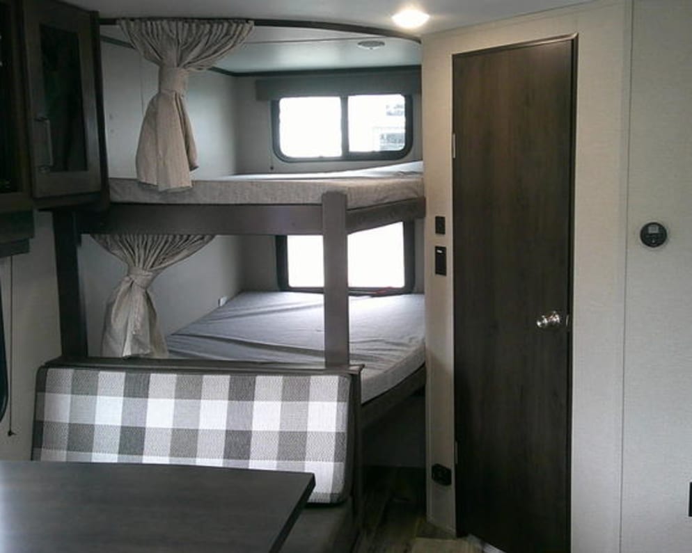 Dual bunks are comfortable for children or adults. 