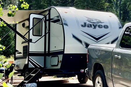 Jayco 17' Set up and ready for you to relax!
