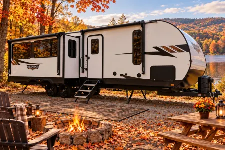 Lucille • Luxury Rear Living Camper • King Bed • Fireplace • NRG