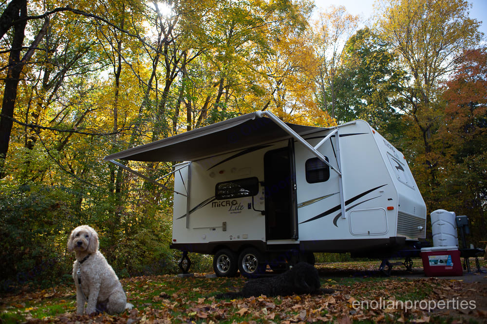 Pet Friendly, electric awning and jack, and small enough for most state parks.. Flagstaff Micro Lite 2014
