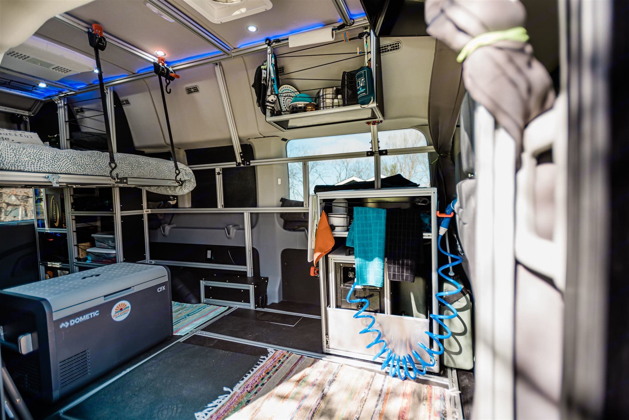 Roomy floor plan when set up for 2 travelers.. Ford Custom Transit 2019