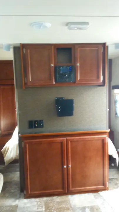 28BKS - Entertainment Center in Front of Master Bedroom. Gulf Stream 28BKS 2015