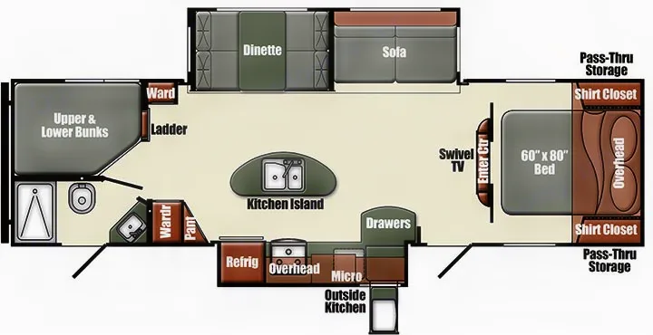 Streamlite 29BIK Floorplan. Gulf Stream 29 BIK 2015