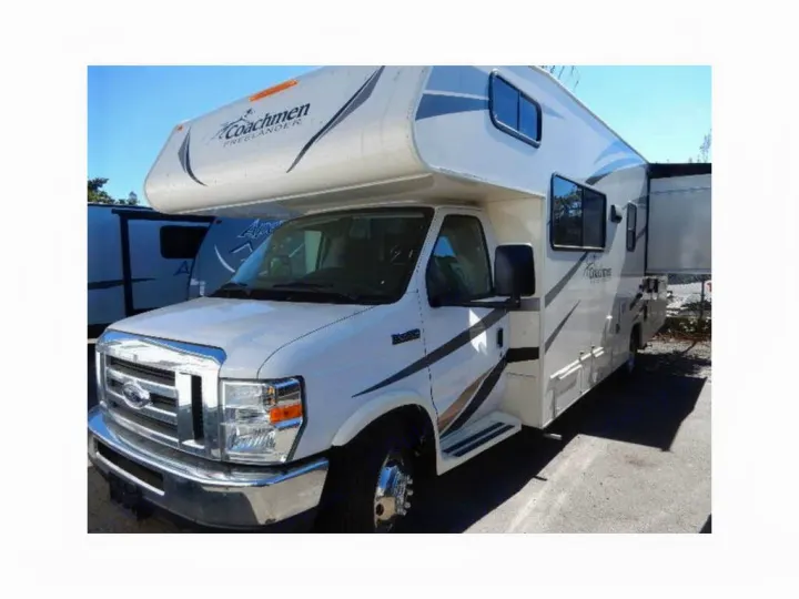 White Coachmen Freelander Class C motorhome with an extended slide-out. Explore your next RV rental adventure.. Coachmen Freelander 2017