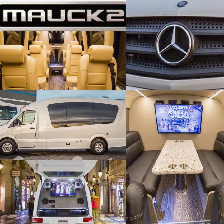This MAUCK2 luxury Mercedes-Benz Sprinter RV rental showcases opulent interiors, ideal for premium travel and events.. Custom Coach Mauck2 2015