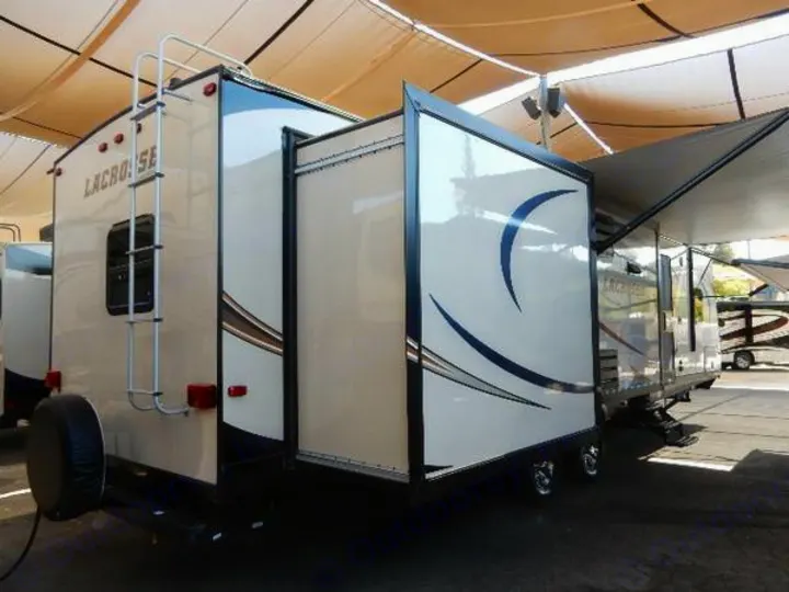 Large RV travel trailer with extended slide-outs & awning. Fully set up, ideal for your next rv rental adventure.. Prime Time Lacrosse 2017