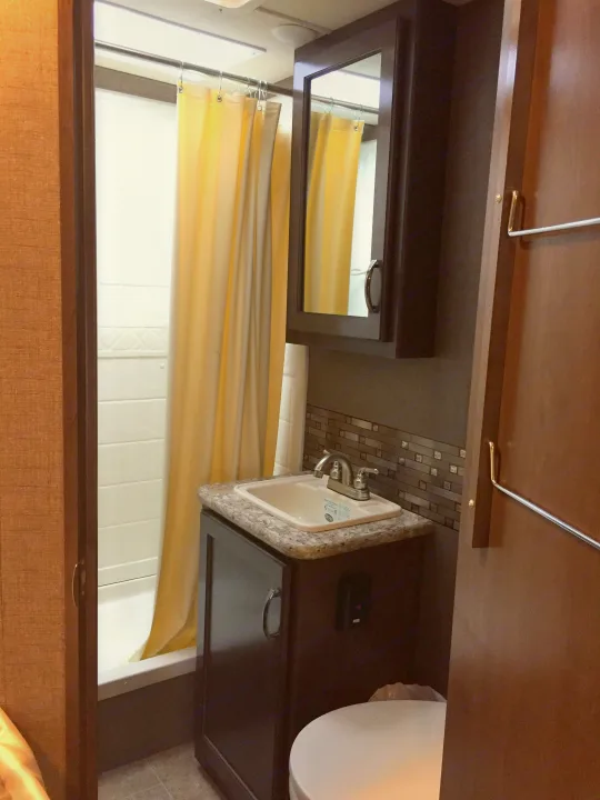 bathroom with full shower. Thor Motor Coach Chateau 2017