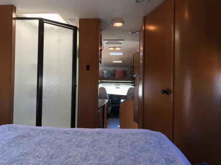 Bedroom to front of Coach. Coachmen Freelander 2013