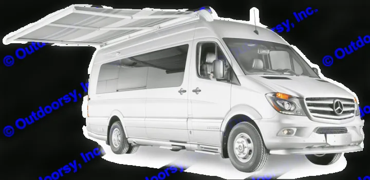 Explore with this silver Mercedes-Benz Sprinter RV rental, a modern camper van with an extended awning.. Airstream Interstate 2014