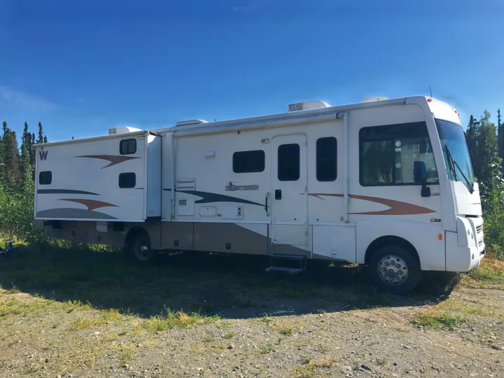 Exterior shower and entertainment system.. Winnebago Sightseer 2008