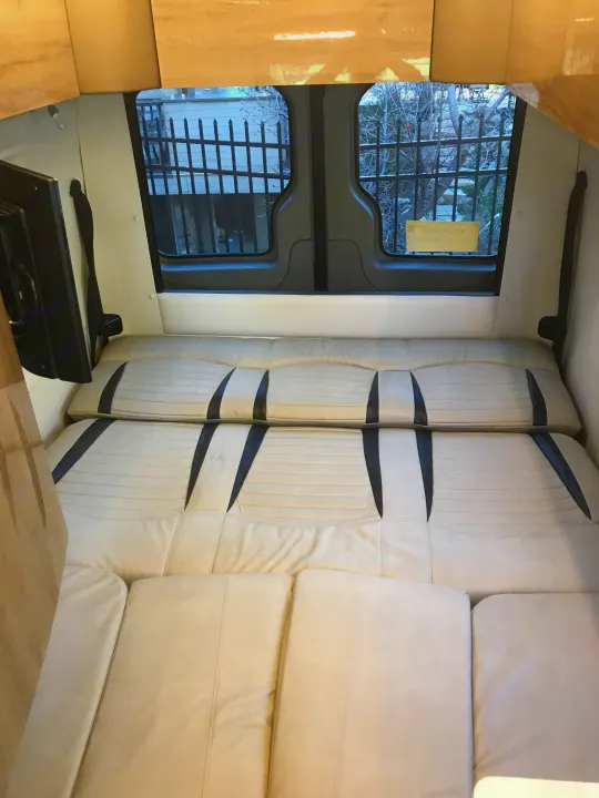 Back bed made into king bed. Super comfy. Mercedes Winnebago Era 2017