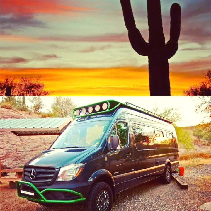 Here's a shot of "Metallica" on our way back from camping in Flagstaff Arizona for the 2017 Overland Expo. Mercedes-Benz Sprinter 2016