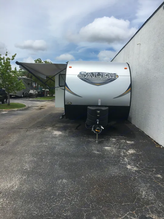 Front View with awning. Forest River Salem 2016