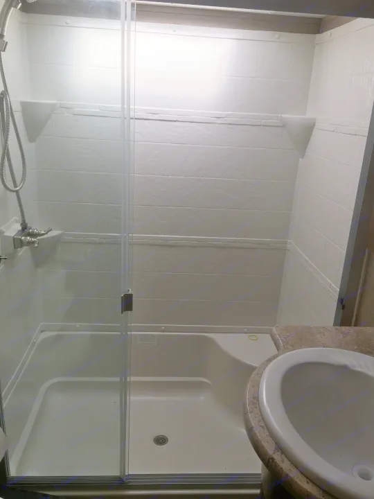 Full size shower with seat . Coachmen Chaparral 2016