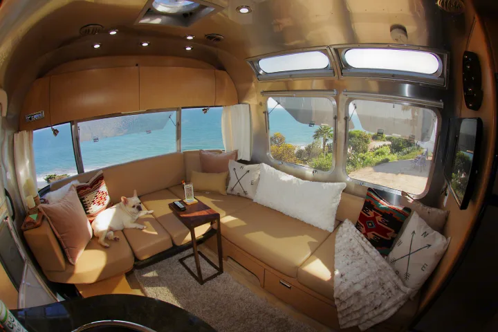 The Ultraleather® cream lounge/dinette seating cushions are like butter. 

. Airstream Flying Cloud 2016